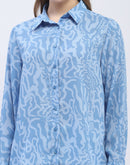 Madame Abstract Print Blue Regular Shirt