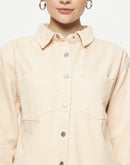Camla Peach Solid Jacket For Women