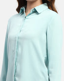 Madame Solid Aqua Blue Regular Shirt