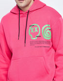 Camla Barcelona Graphic Print Hot Pink Hooded Sweatshirt