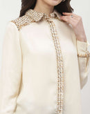 Madame Tweed Adorned Beige Shirt