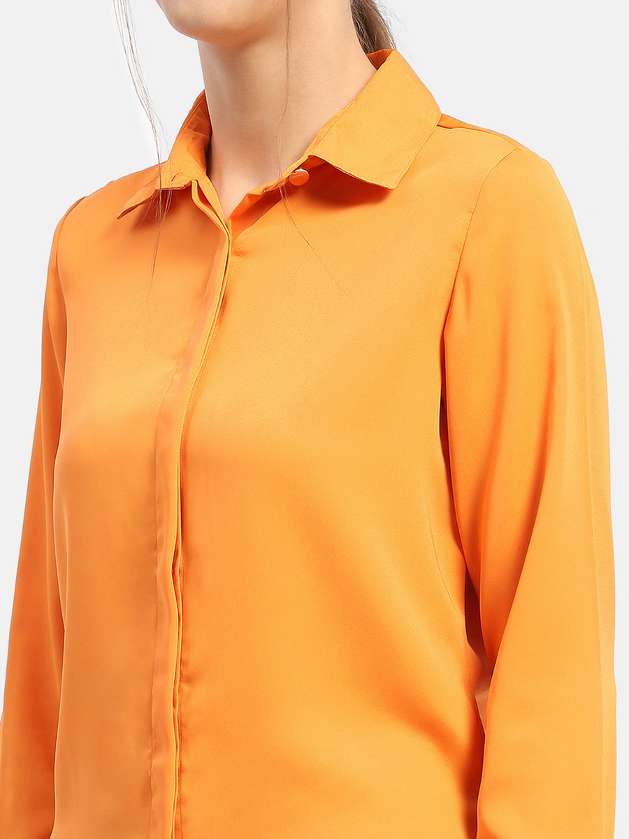 Madame Solid Orange Regular Shirt