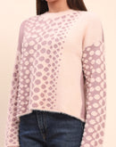Camla Barcelona Nylon Blend Self Design Peach Sweater