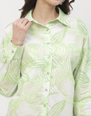 Madame Abstract Print Lime Green Regular Shirt