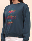 Camla Barcelona Cotton Disney Printed Teal Sweatshirt