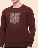 Camla Barcelona Graphic Print Wine Red Cotton Sweatshirt
