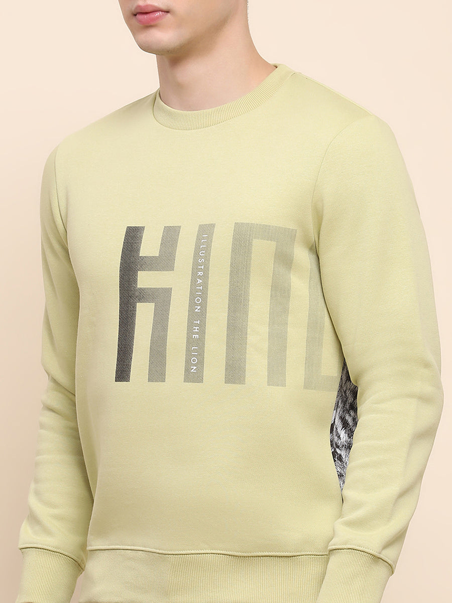 Camla Barcelona Cotton Typography Print Lime Green Sweatshirt