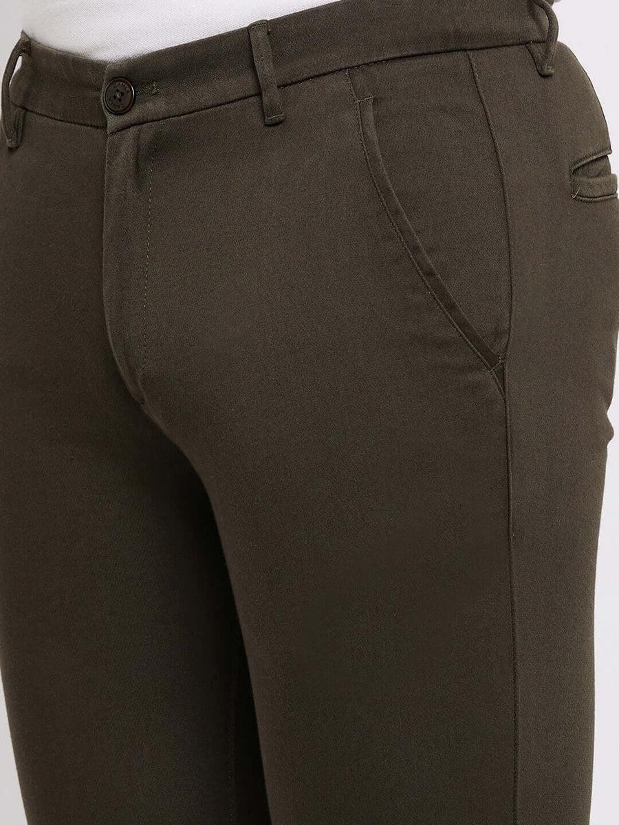 Camla Barcelona Tapered Fit Olive Green Trouser For Men