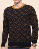Camla Barcelona Geometric Print Navy Blue Sweater