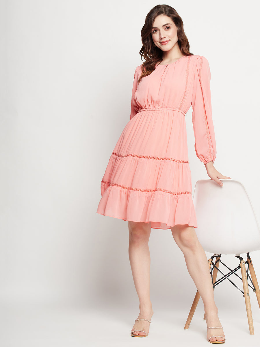 Halter Flared Peach Cotton Dress – Aab label