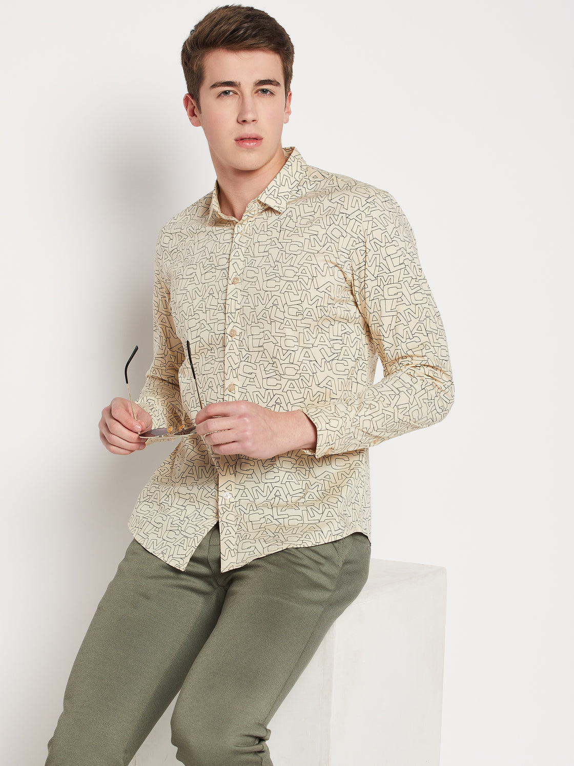 Camla Barcelona Cream Yellow Shirt For Men