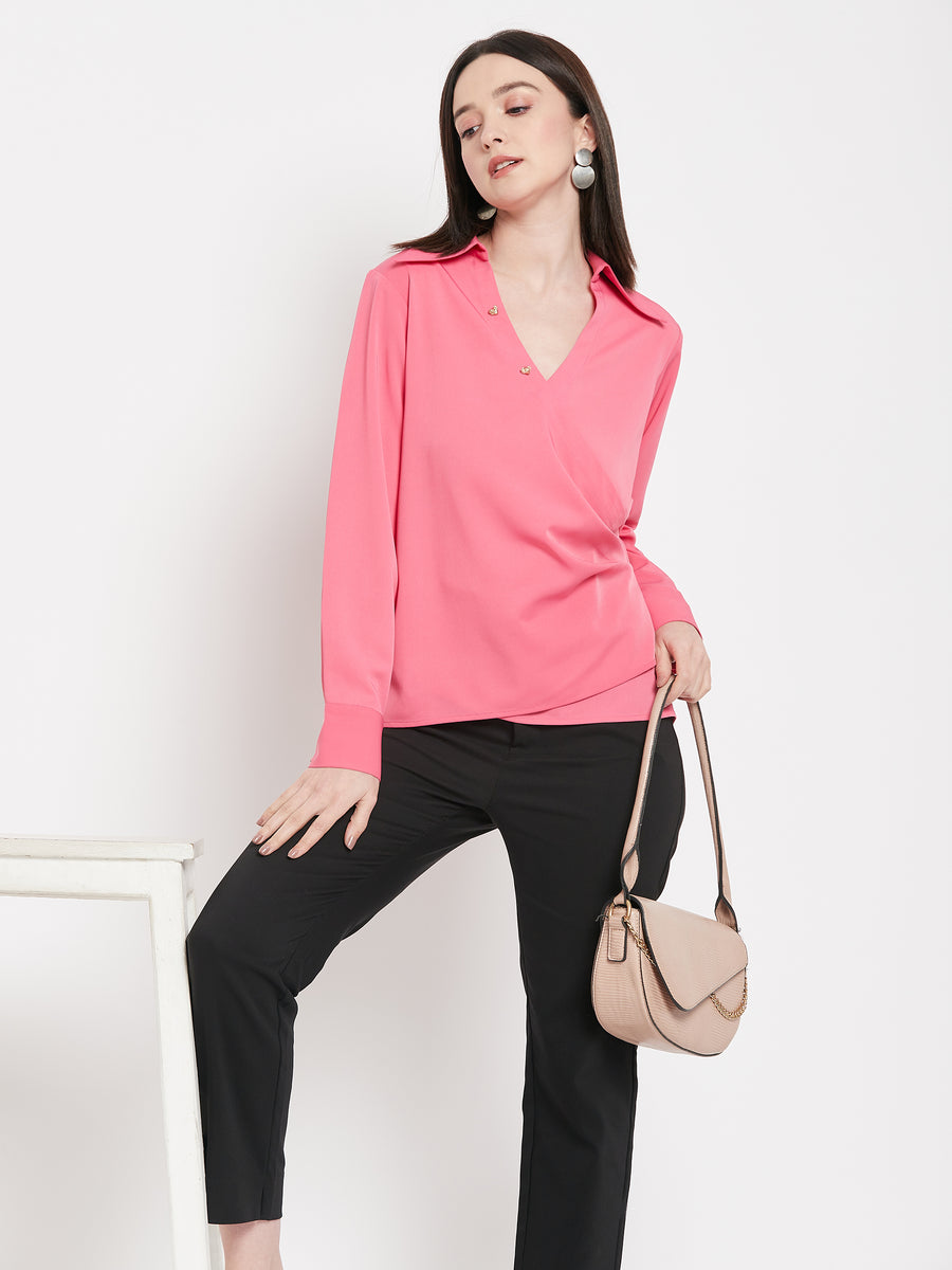 Camla Frenchrosepink V- Neck Top For Women