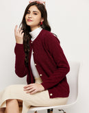 Madame Solid Maroon Cardigan