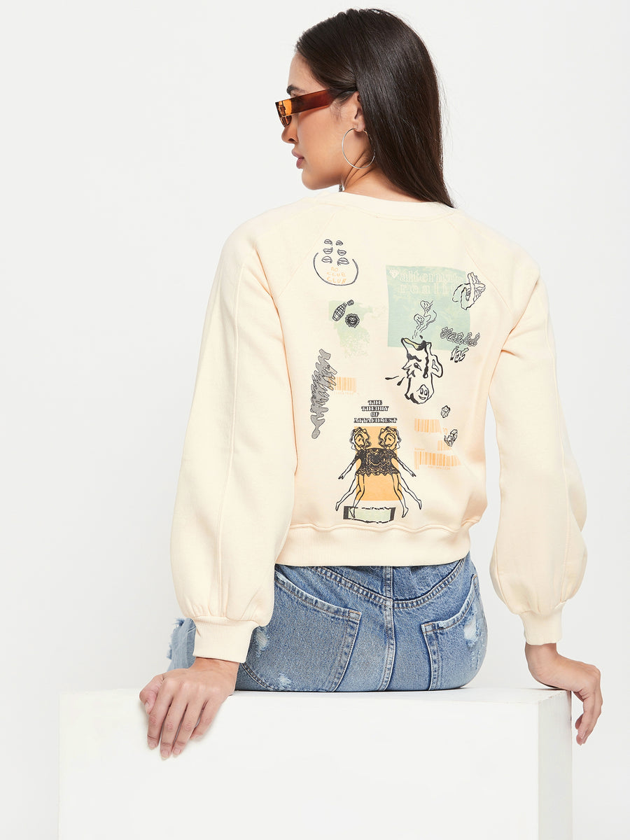 Camla Cream Printed Sweatshirt