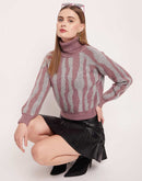 Camla Barcelona Colourblocked Onion Pink Turtleneck Sweater