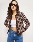 Camla Barcelona Chequered Brown Cardigan