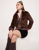 Camla Barcelona Feather Knit Fleece Brown Jacket