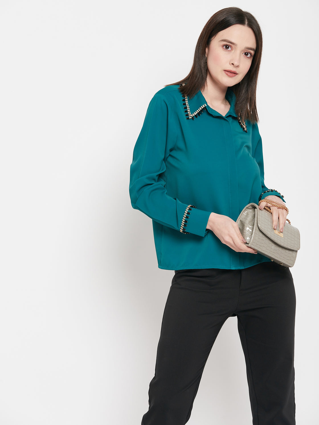 Camla Barcelona Bottle Green Shirt For Women