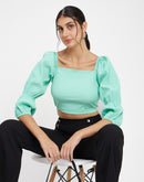Camla Seafoam Square Neck Top For Women