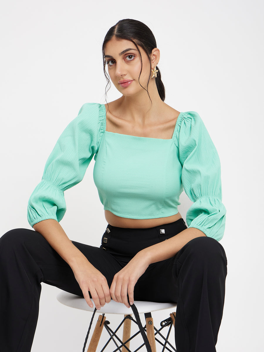 Camla Seafoam Square Neck Top For Women