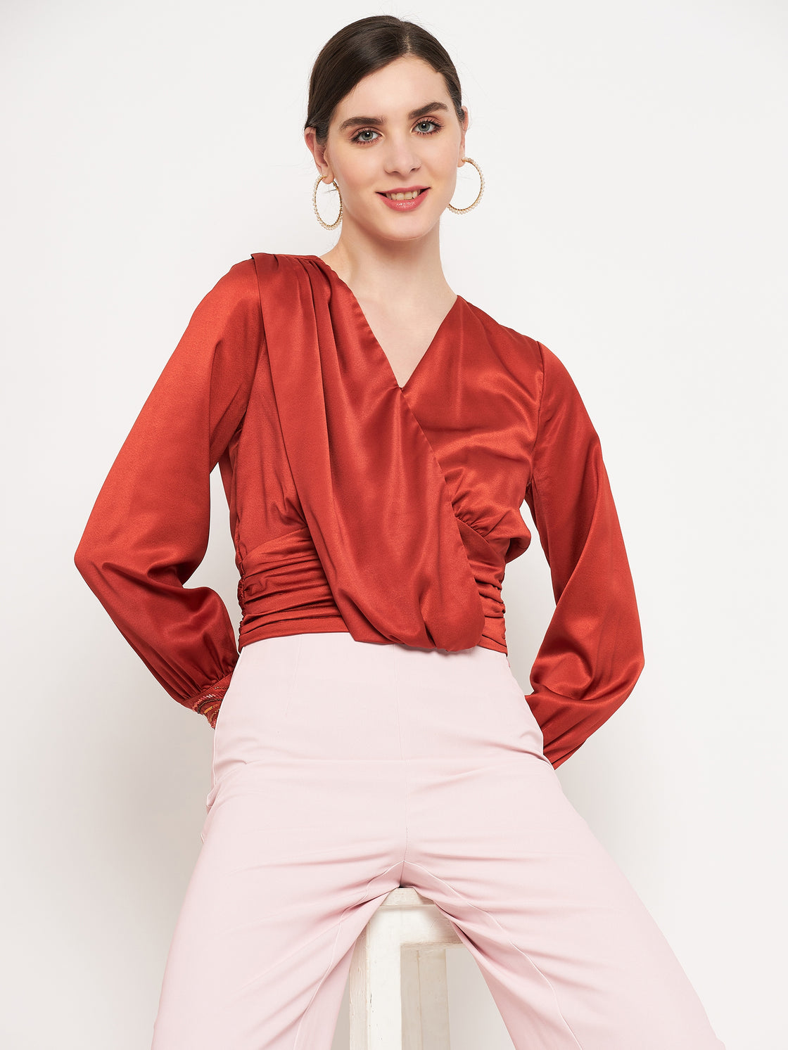 Camla Barcelona Rust  Satin Top For Women