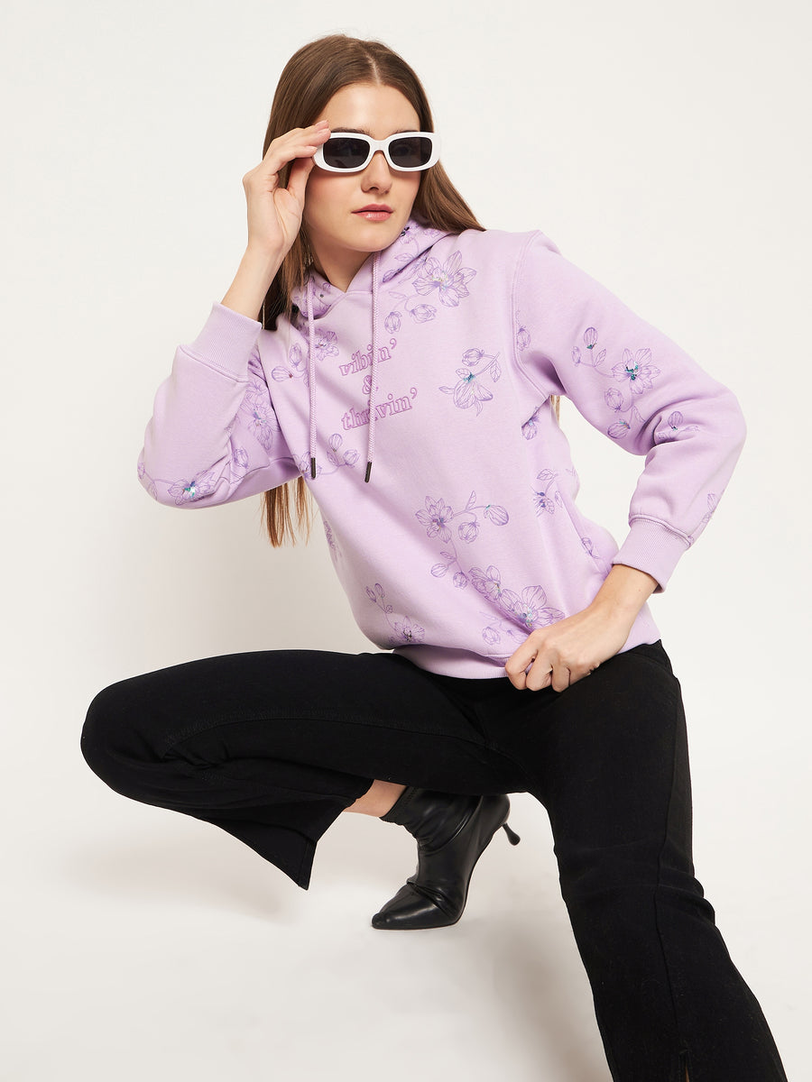 Madame Floral Printed Lilac Sweatshirt