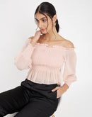 Camla Peach Solid Top For Women