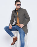 Camla Barcelona Stand Collar Chequered Black Woolen Coat
