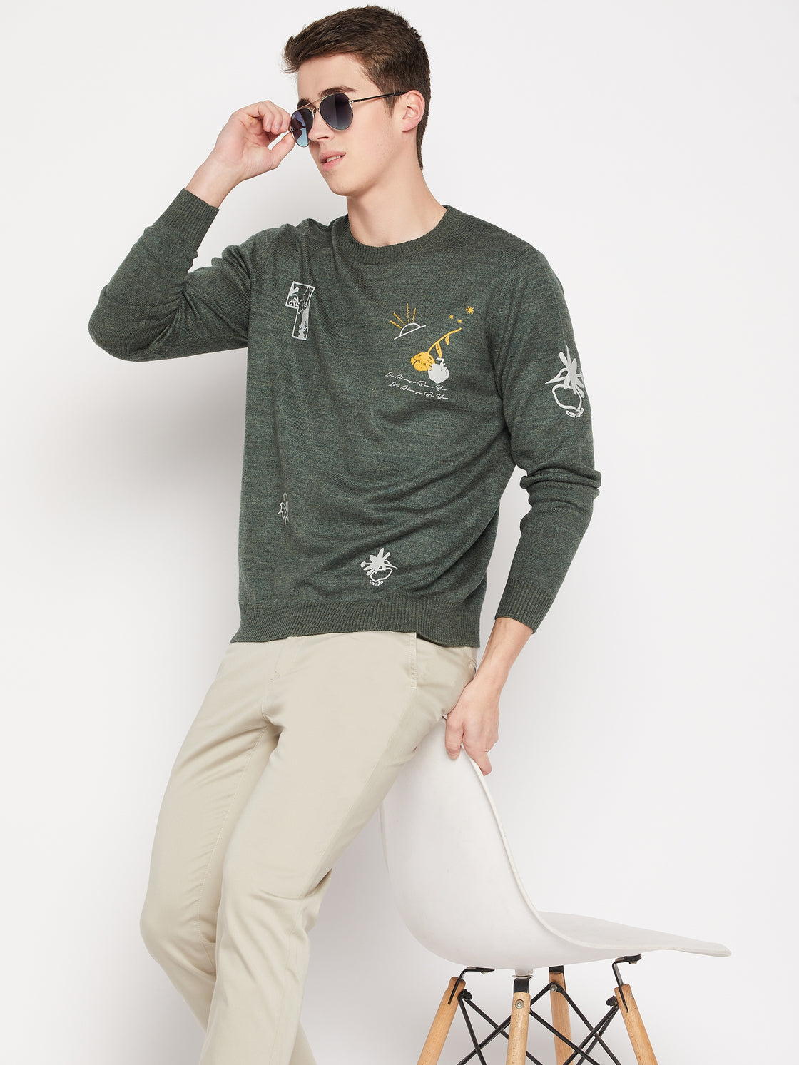 Camla Barcelona Bottle Green Sweater For Men