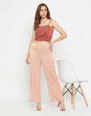 Madame Women Solid Camel Trouser