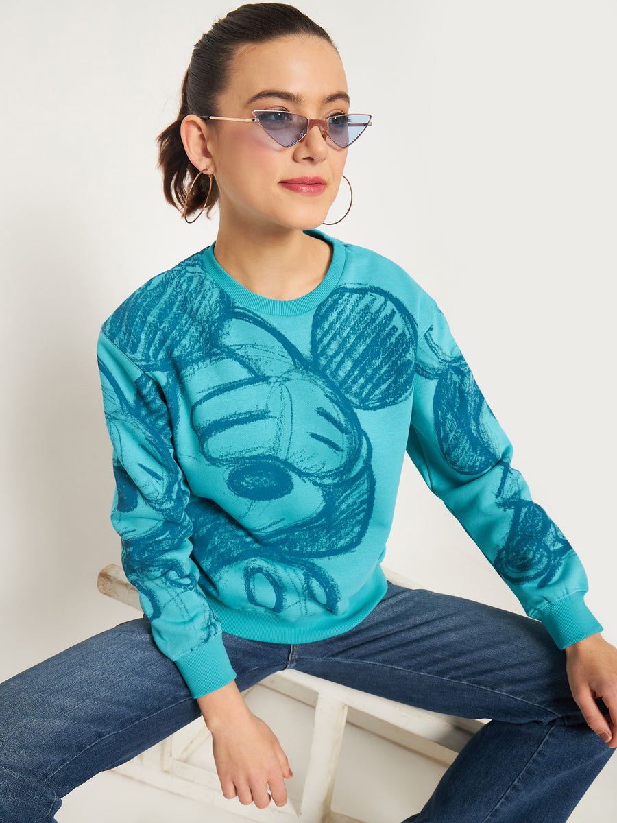 Madame Blue Disney Print Sweatshirt
