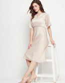 Camla Barcelona Sequin Embellished Midi Fawn A Line Dress