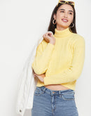 Camla Barcelona Cable Knit Lemon Yellow Turtleneck Sweater