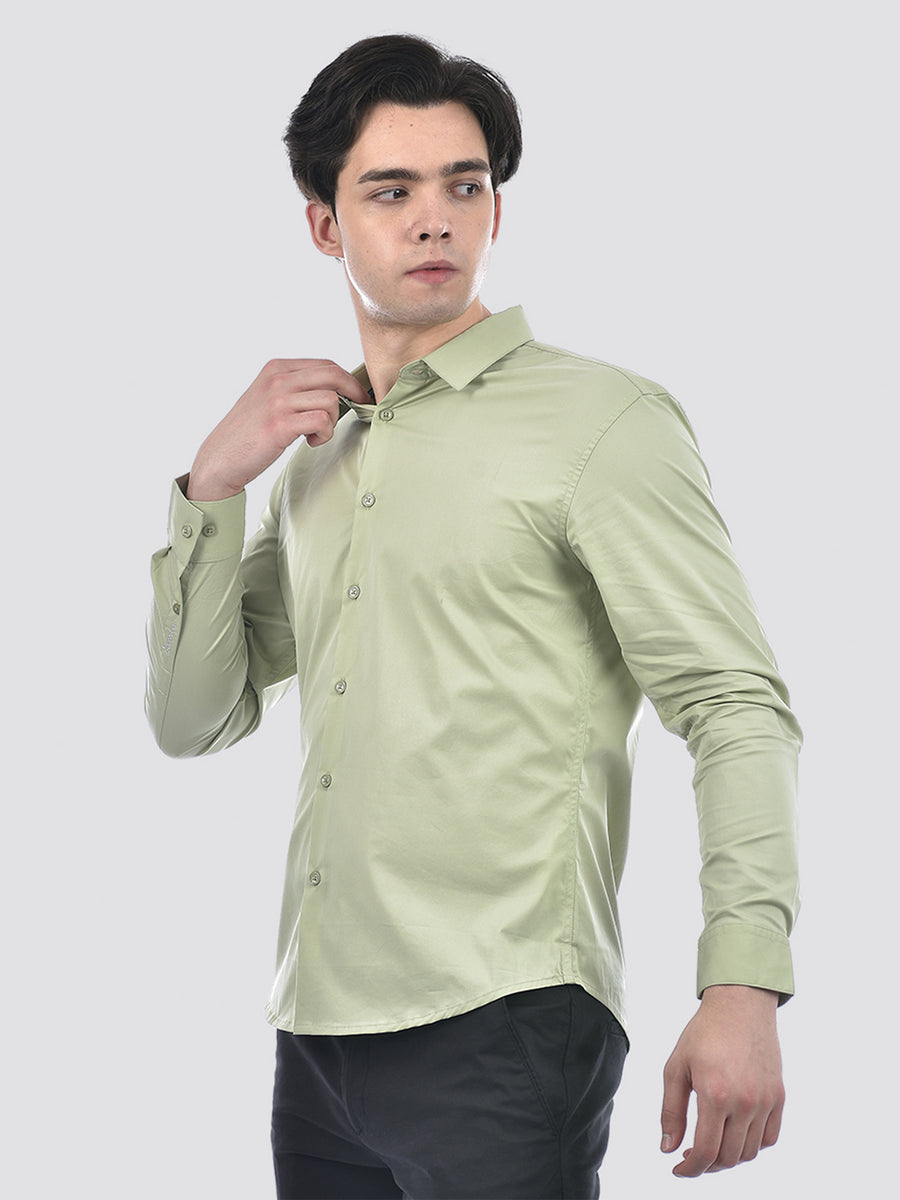 Camla Barcelona Regular Fit Solid Green Shirt