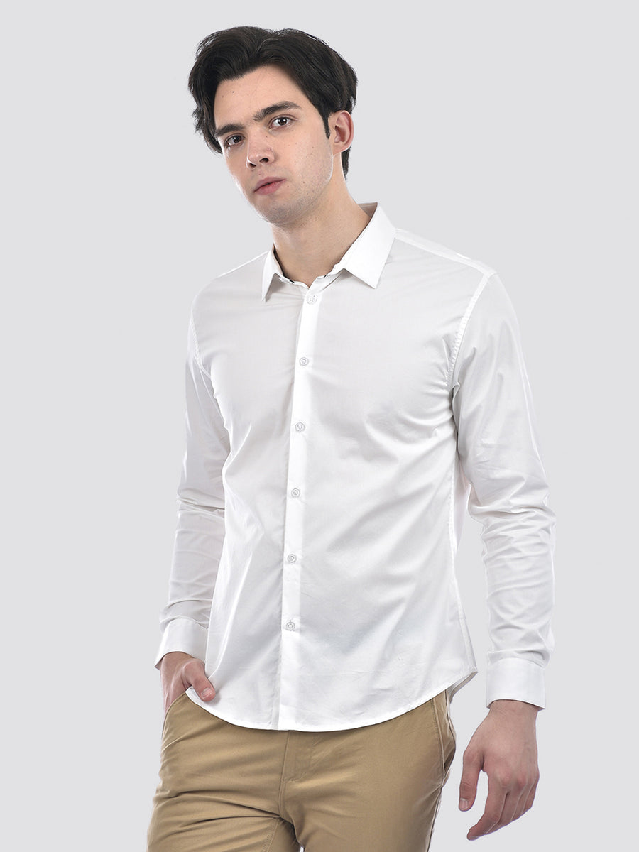 Camla Barcelona Solid White Full Shirt