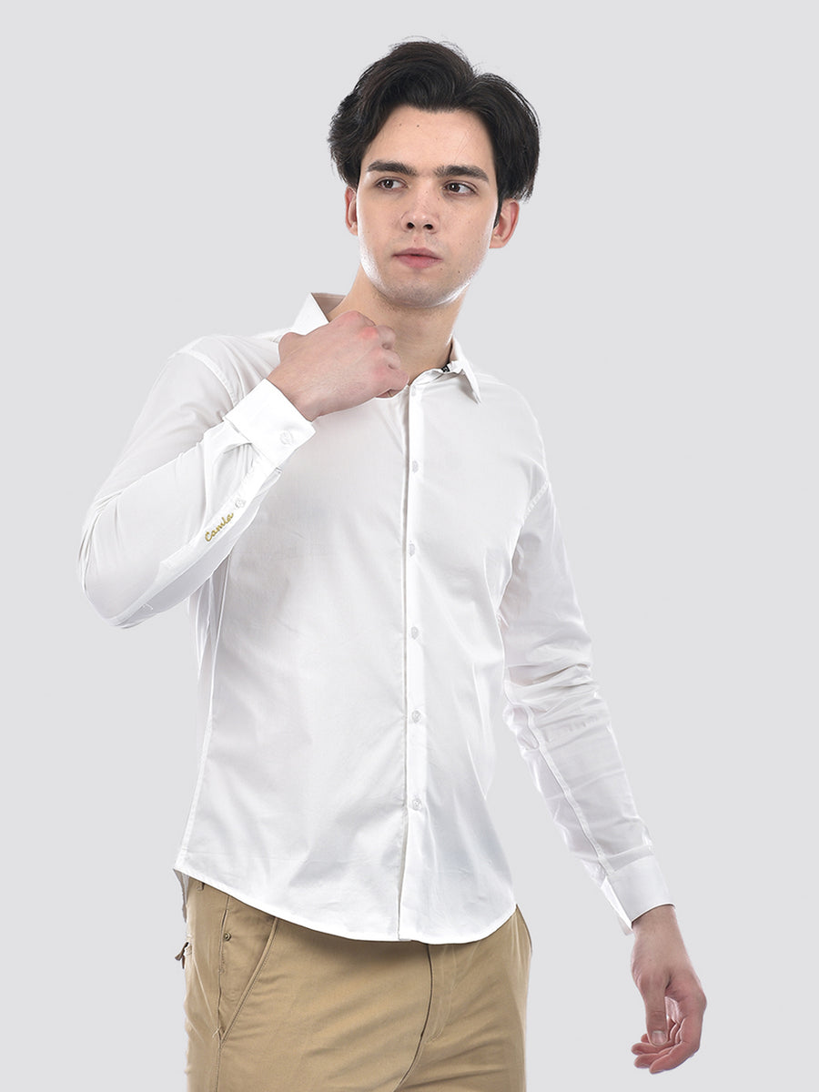 Camla Barcelona Solid White Full Shirt