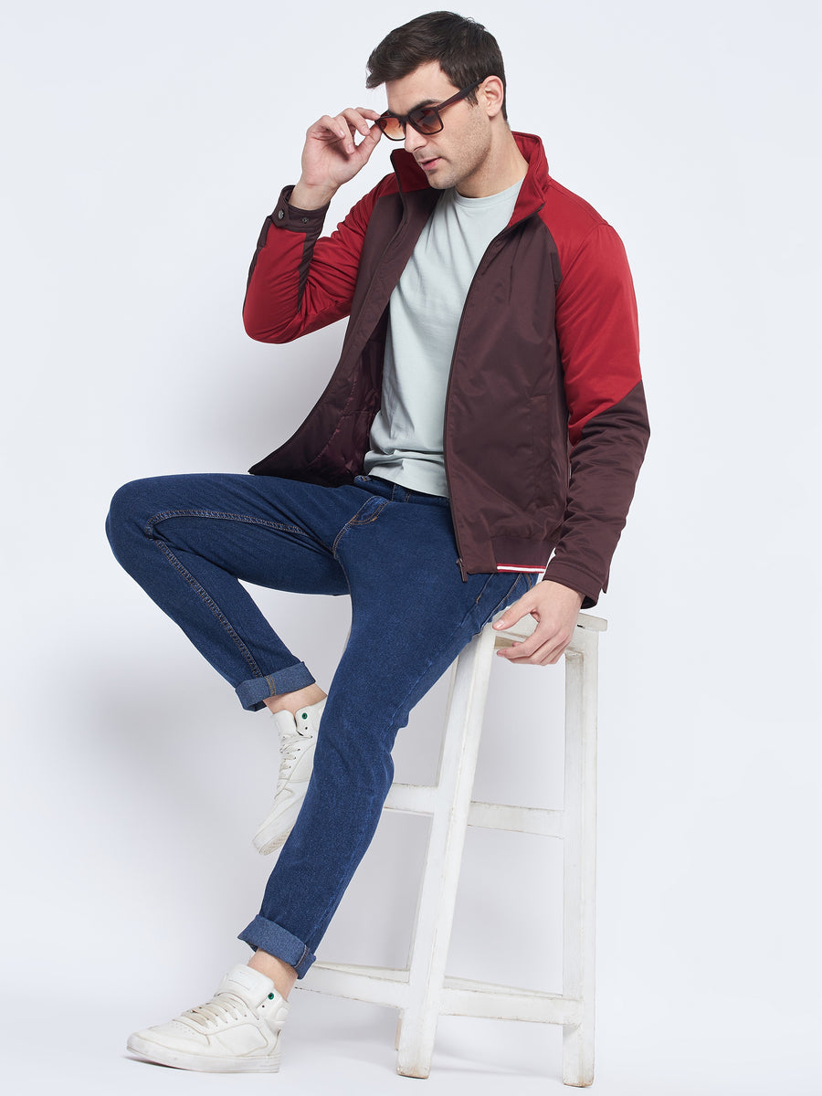 Camla Barcelona Wine and Red Colourblocked Jacket