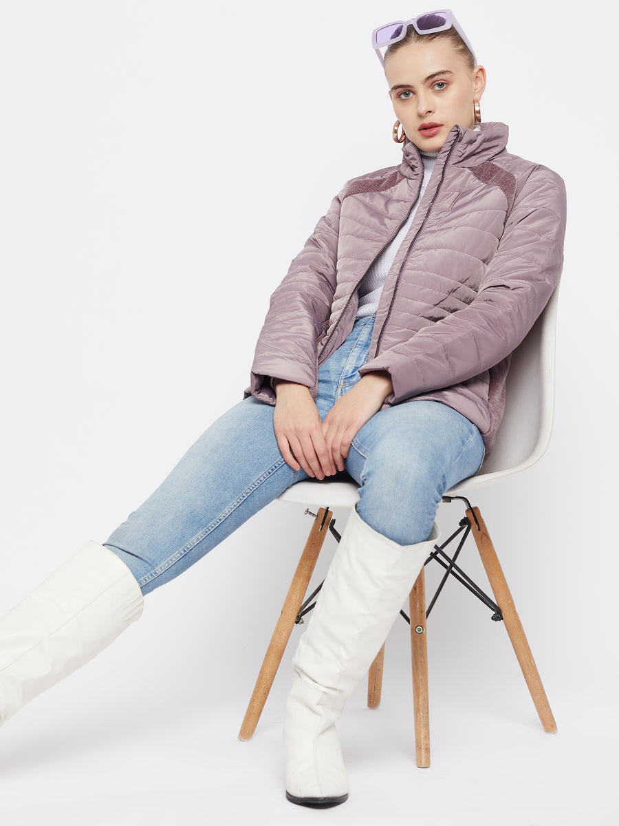 Madame Stand Collar Lilac Quilted Jacket