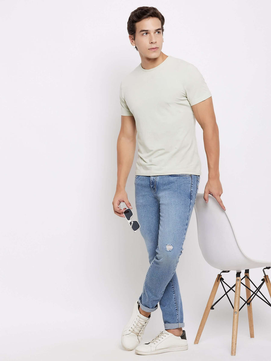 Camla Barcelona Low Distressed Light Blue Jeans For Men