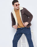 Camla Barcelona Sherpa Collar Brown Denim Jacket