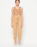 Camla Barcelona Abstract Print Three Piece Light Brown Co-Ord Set