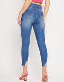 Camla Barcelona Distressed Hem Blue Skinny Fit Jeans