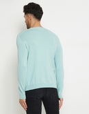 Camla Barcelona Typography Aqua Blue Sweater