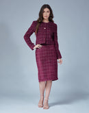 Madame Maroon Mélange Blazer-Skirt Co-ord Set for Women