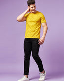 Camla Men Gold Abstract Print Crew Neck T-Shirt