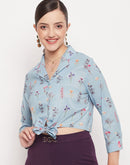 Madame Disney Blue Print Crop Shirt