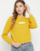 MADAME Crew Neck Printed Yellow  Sweatshirt