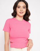 Madame Pink Fitted Round Neck Top