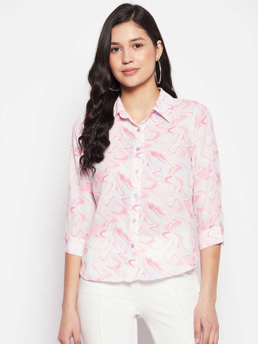 Madame  Pink Printed Shirt