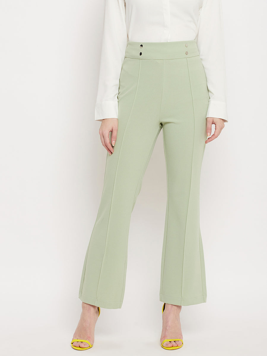 Madame  Mint Solid Bootcut Trouser